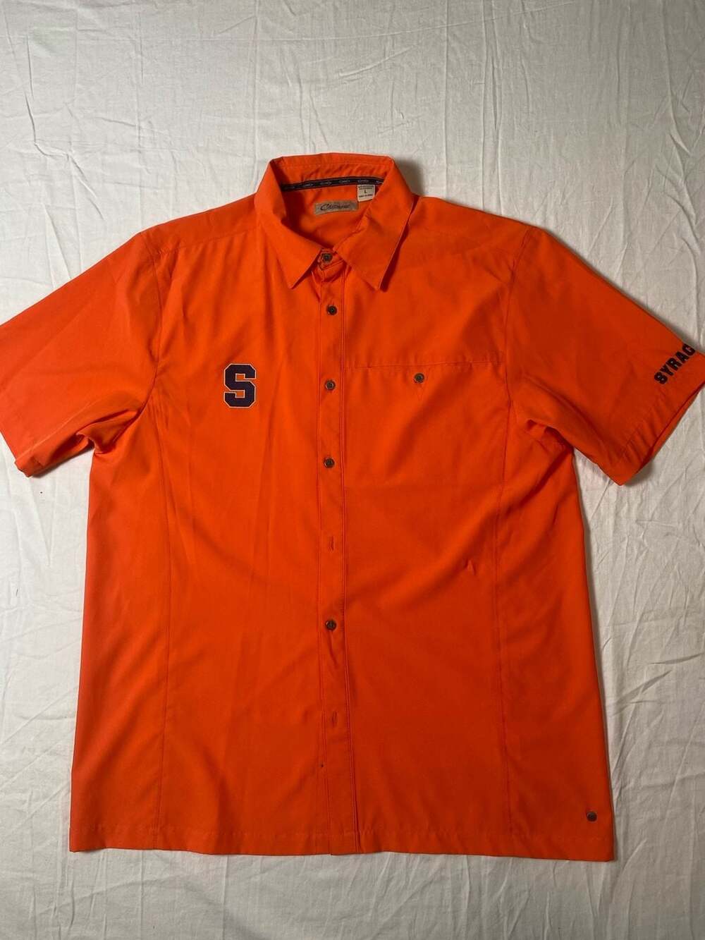Chiliwear Syracuse Orange Short Sleeve Button-Down Performance Shirt (1105)